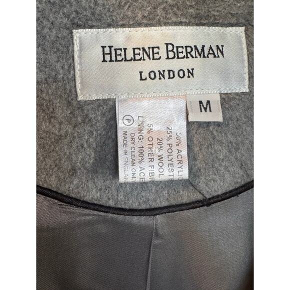 Helene Berman London Women’s Wool Blend Coat Size M Gray Double Breasted - Picture 3 of 11